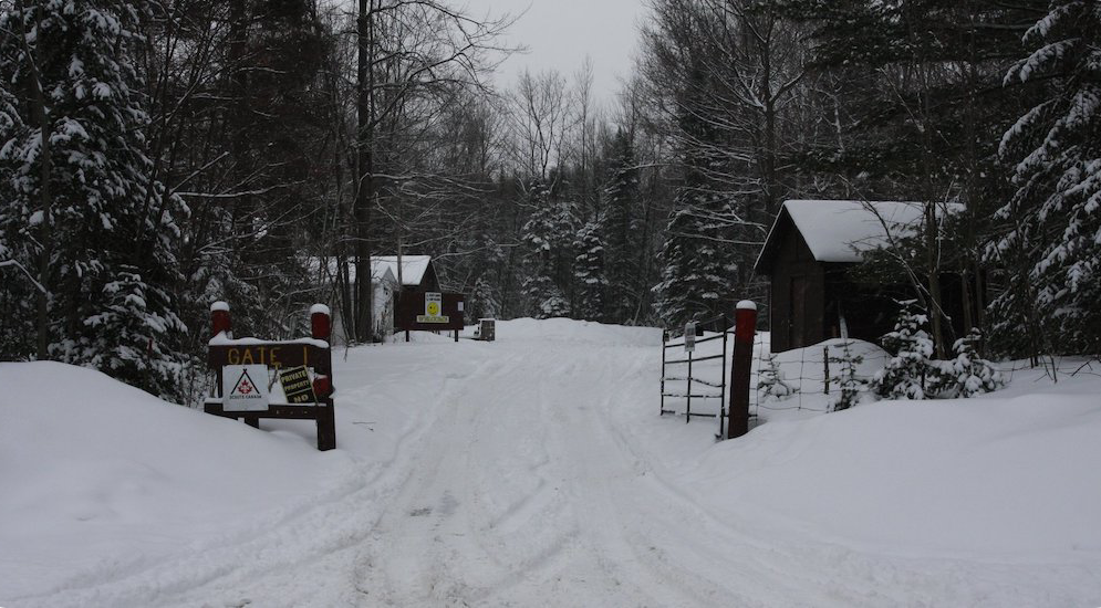 Front gate of Camp Wildman in the depths of winter